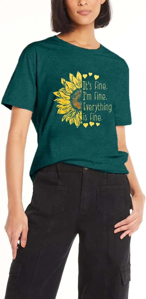 Sunflower Shirts for Women Funny Tshirts Graphic Tees Patriotic Shirts CuteSummer Athletic Tops Casual Women's Clothing