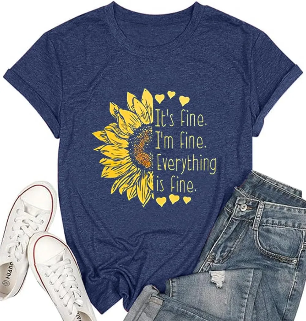 Sunflower Shirts for Women Funny Tshirts Graphic Tees Patriotic Shirts CuteSummer Athletic Tops Casual Women's Clothing