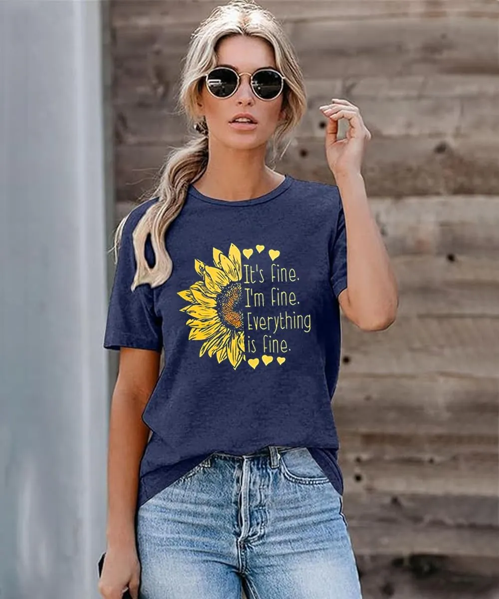 Sunflower Shirts for Women Funny Tshirts Graphic Tees Patriotic Shirts CuteSummer Athletic Tops Casual Women's Clothing