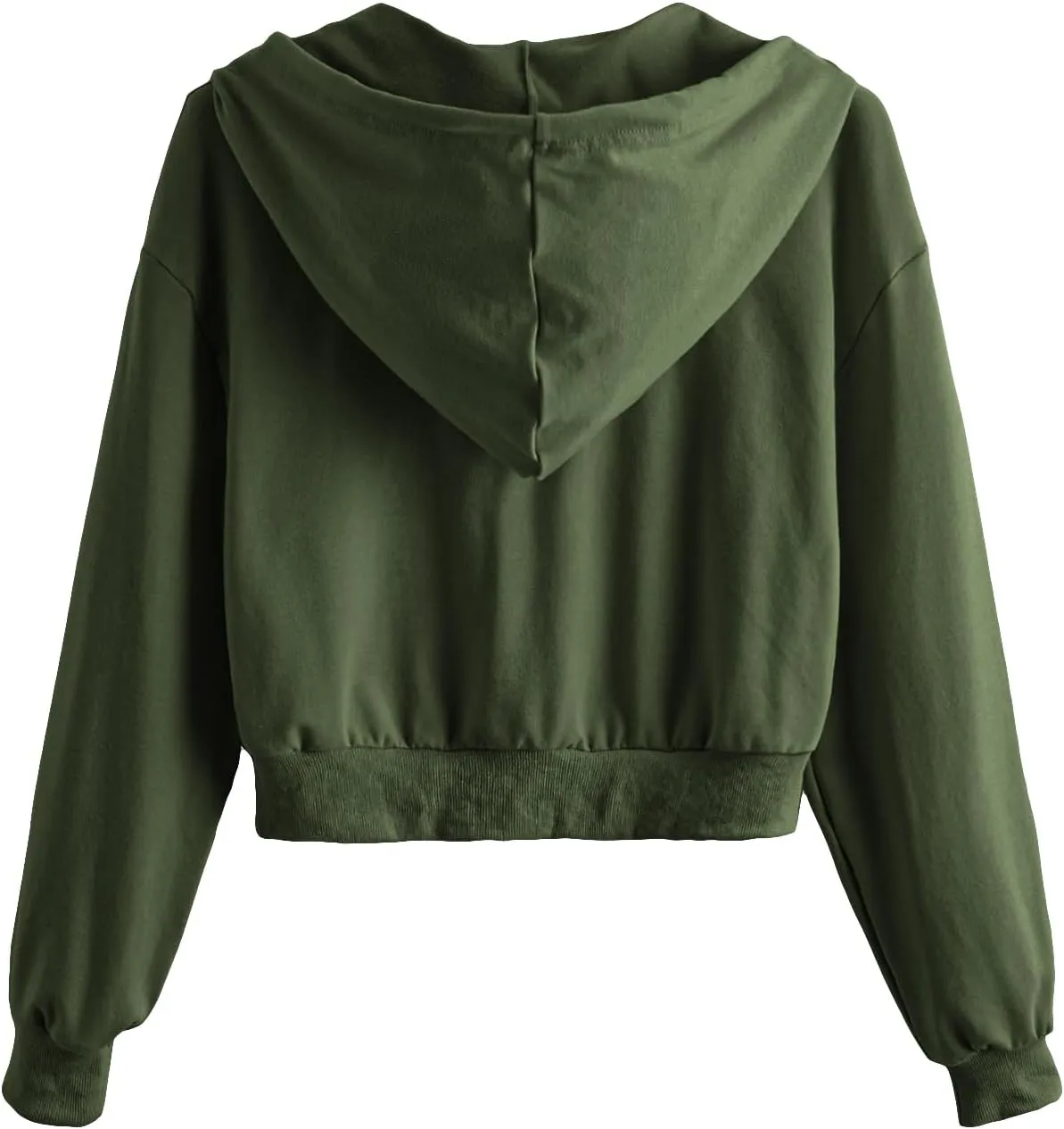 Verdusa Women's Long Sleeve Drop Shoulder Drawstring Crop Hoodie Sweatshirt