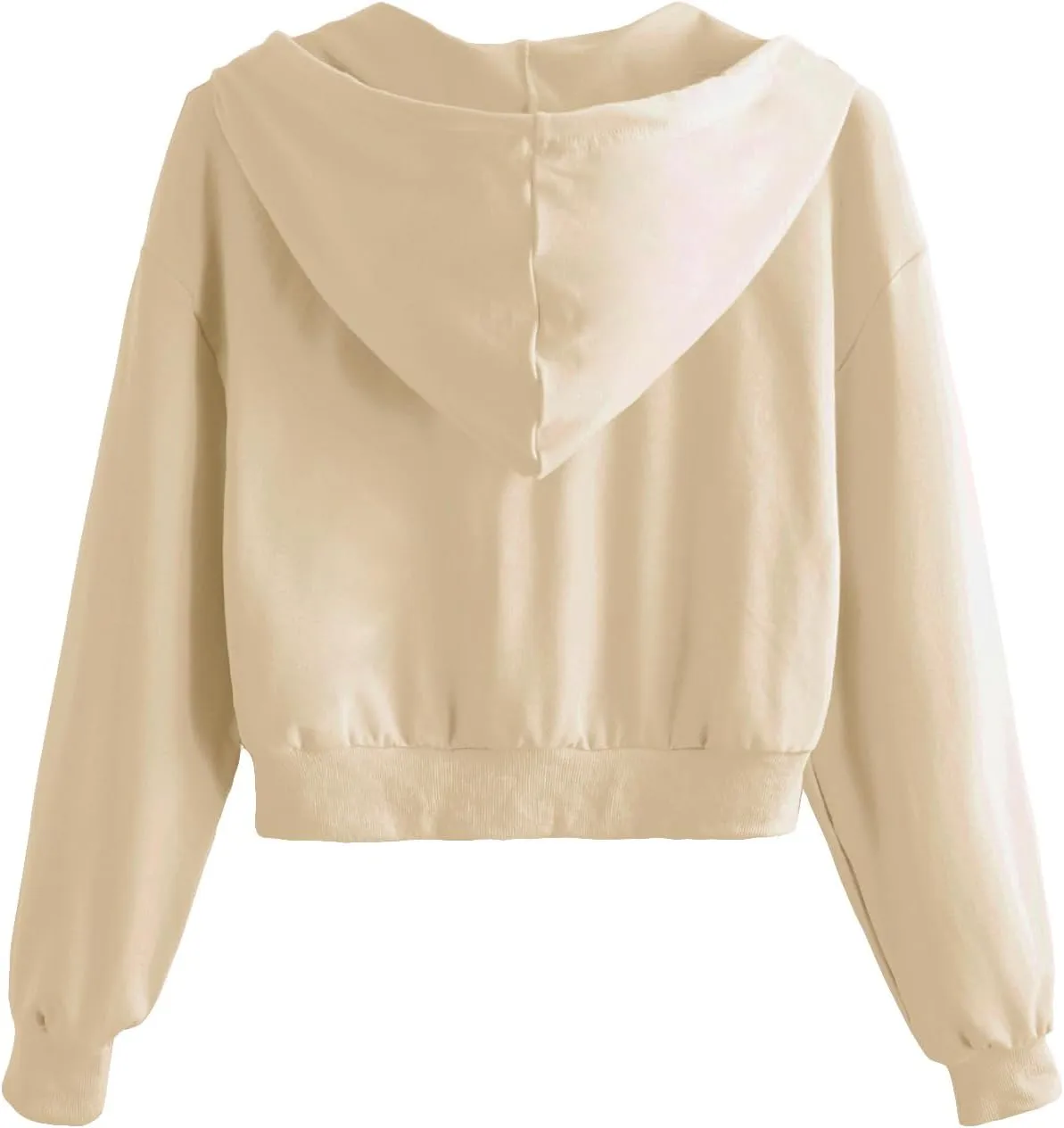 Verdusa Women's Long Sleeve Drop Shoulder Drawstring Crop Hoodie Sweatshirt