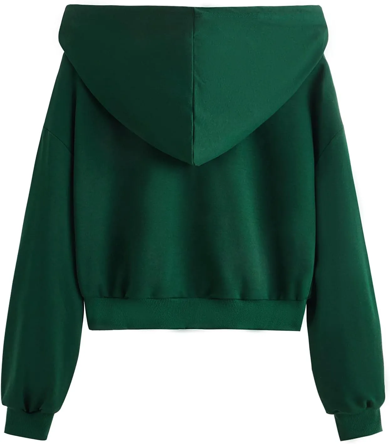 Verdusa Women's Long Sleeve Drop Shoulder Drawstring Crop Hoodie Sweatshirt