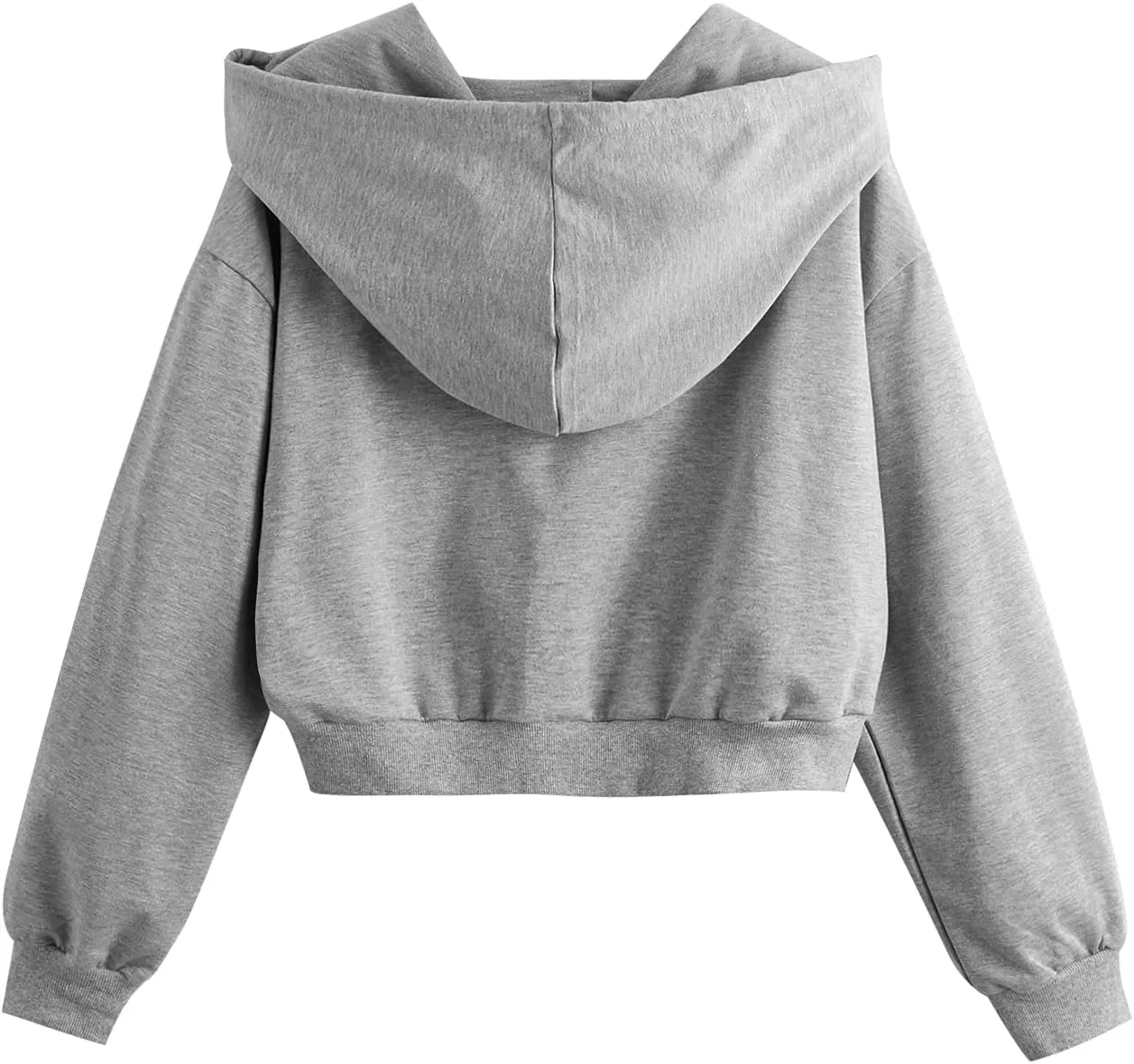 Verdusa Women's Long Sleeve Drop Shoulder Drawstring Crop Hoodie Sweatshirt