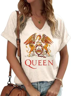 Vintage Rock Band T Shirt for Women V Neck Nashville Western Shirts Cowgirl Cowboy Graphic Tees Country Music Tops