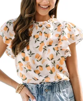 Women Boho Floral Short Sleeve Shirts Ruffle Fly Sleeve Babydoll Peplum Blouse Summer Going Out Tops
