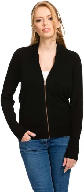 Women Cardigan Full Zip - 100% Cashmere Long Sleeve Jacket Sweater for Women Medium Weight