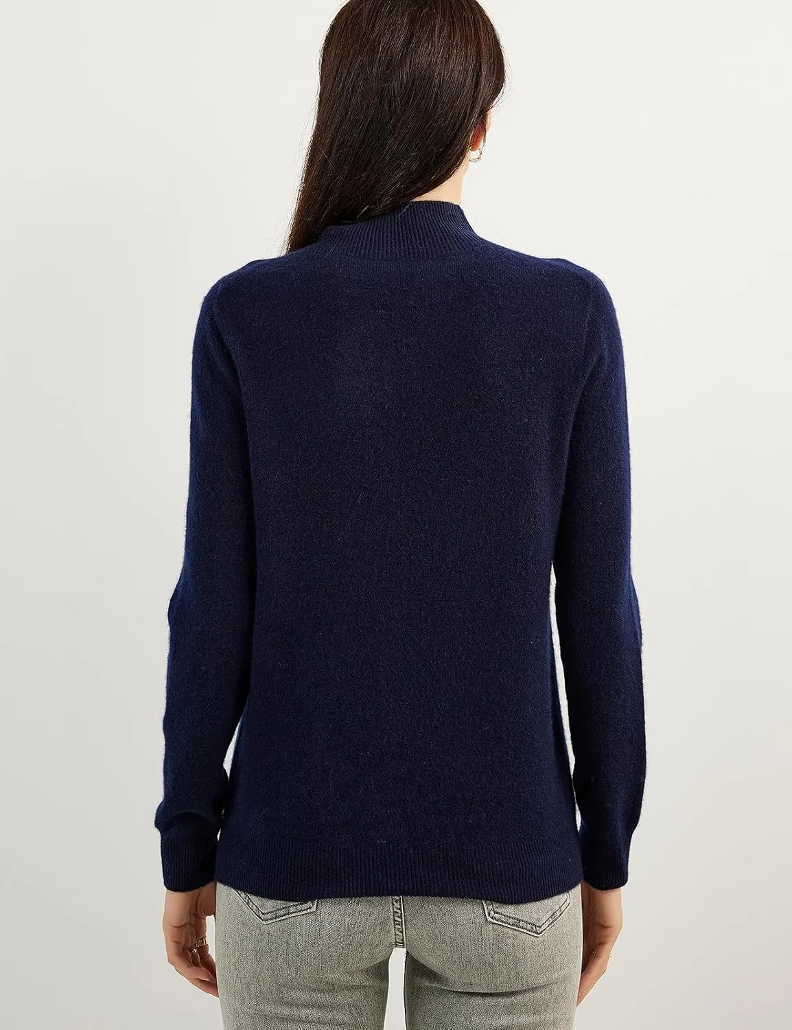 Women's 100% Pure Cashmere Sweater Mock Neck Long Sleeve Warm Leisure 2025 Fall Winter Knit Pullover