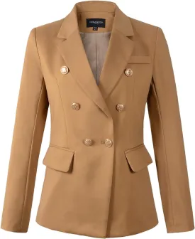 Womens Double Breasted Blazer Ladies Jacket Work Suit