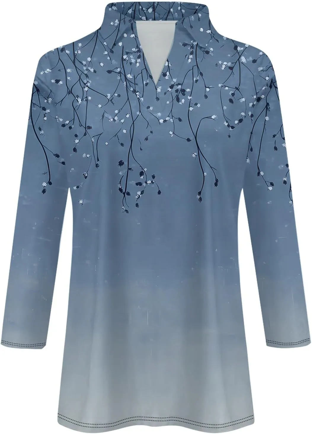 Women's Floral Embroidered V-Neck 3/4 Sleeve Casual Blouse Top Comfortable and Stylish for Everyday Wear