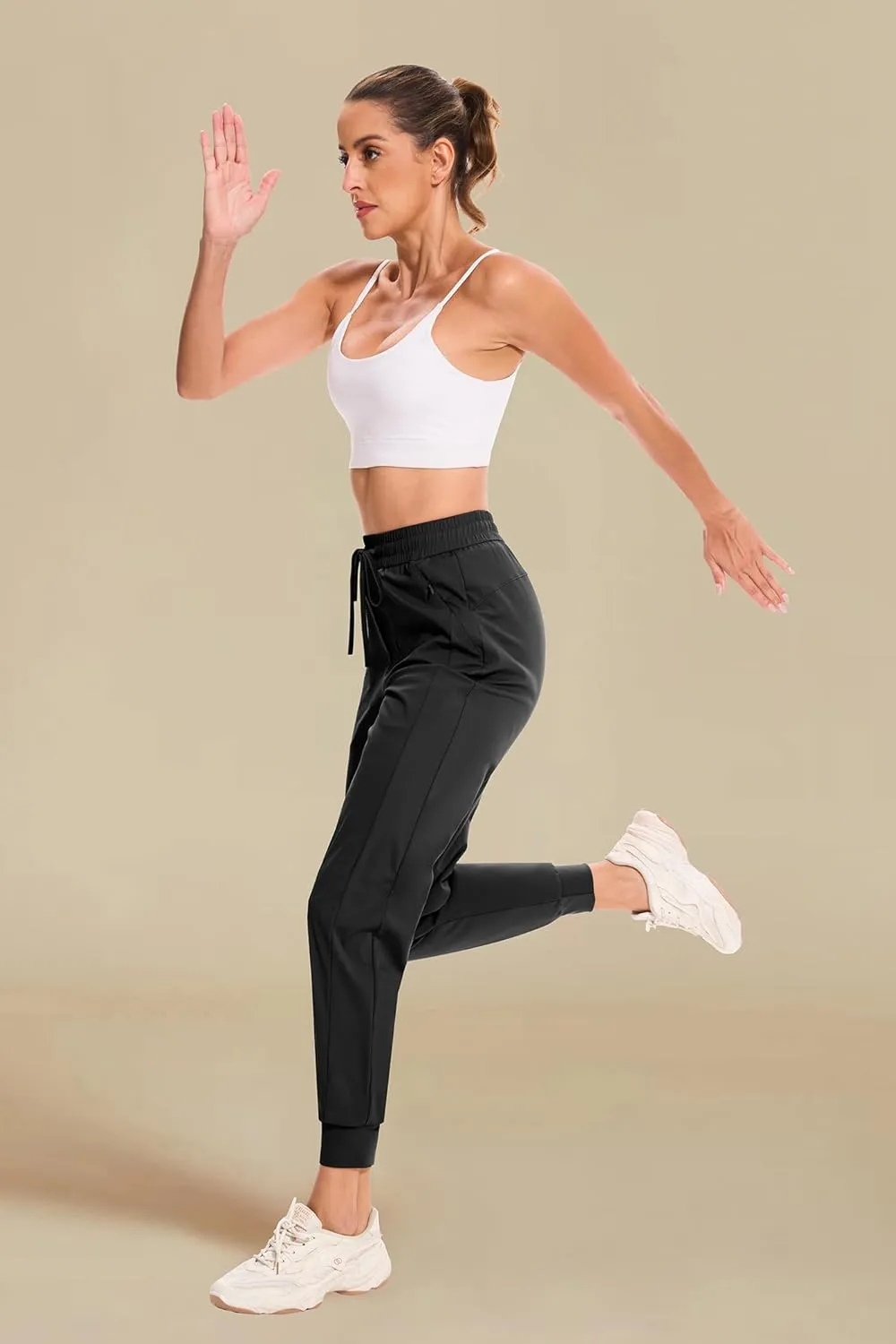 Women's Joggers Pants with Zipper Pockets High Waisted Athletic Drawstring Sweatpants for Lounge Workout Jogging 2024