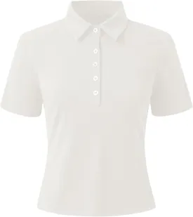 Womens Polo Shirts Short Sleeve V Neck Button Summer Collared Shirts Basic Tee Blouses Business Casual Tops