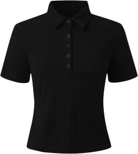 Womens Polo Shirts Short Sleeve V Neck Button Summer Collared Shirts Basic Tee Blouses Business Casual Tops