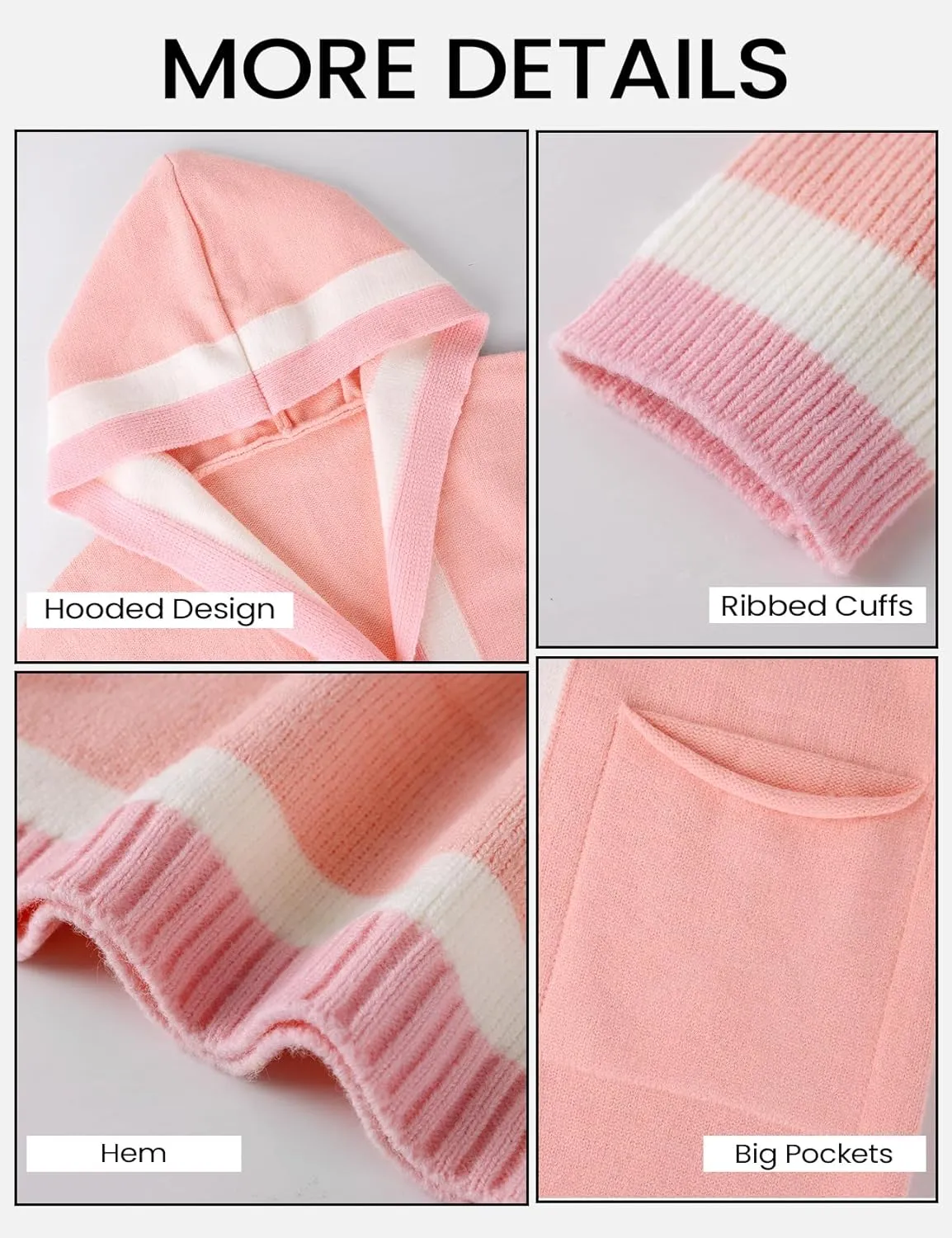 Yimoon Womens Long Cardigan Sweater Color Block Open Front Hooded Cardigan Oversized Knit Sweater Outwear