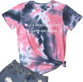 YITAN Letter Print Short Sleeve O Neck Women T Shirt Top